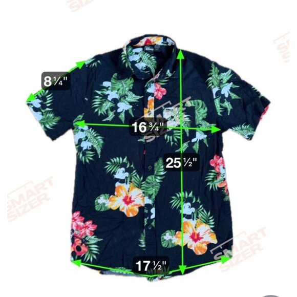Mickey Mouse Shirt Black Hawaiian Shirt Men Sm Cotton Tropical Short Sleeve - Picture 7 of 7